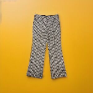Vintage Farah USA Plaid Bootcut Flare Pants 30x30 Talon Zip 70s Mod Wool Blend